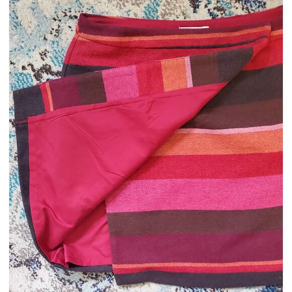 Ann Taylor LOFT Pink Red Orange Brown Striped Wrap Skirt Sz 6 Southwest Mod - Picture 6 of 9